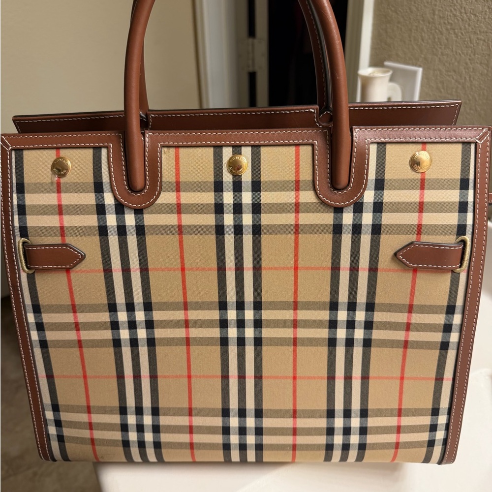 Burberry Beige and Brown Checkered Handbag